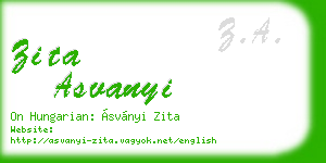zita asvanyi business card